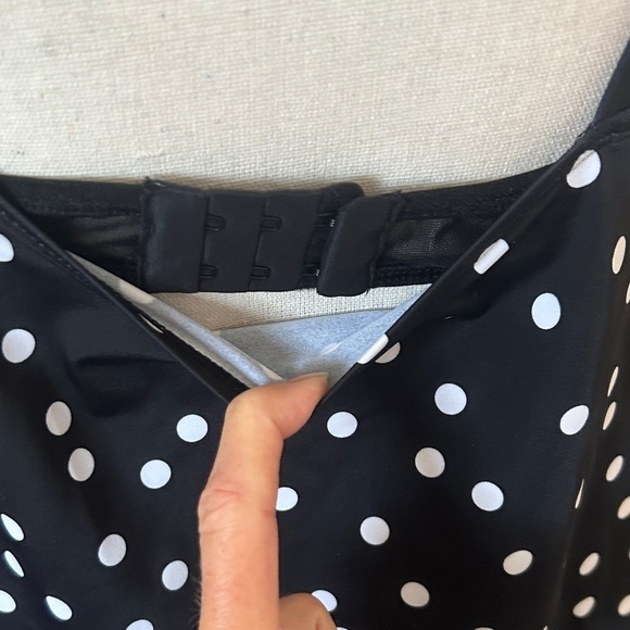 Swim Solutions Tankini Size 10 Black & White Polka Dots - Picture 5 of 14